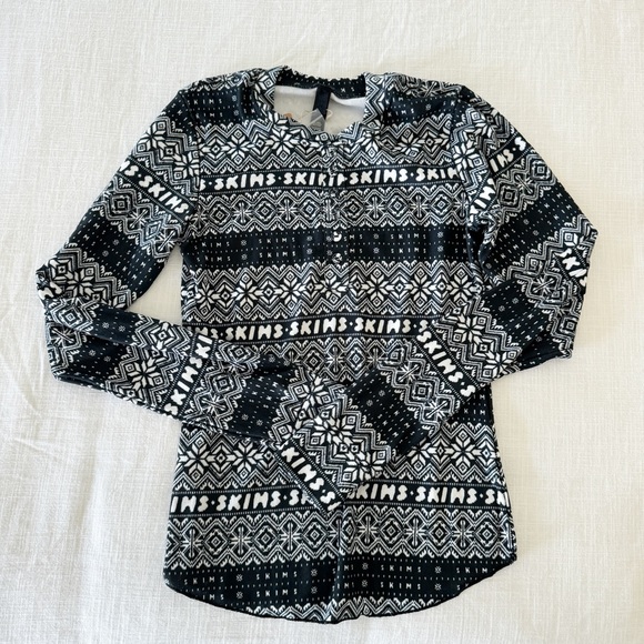 SKIMS Other - Skims Long Sleeve Henley in Onyx Fair Isle